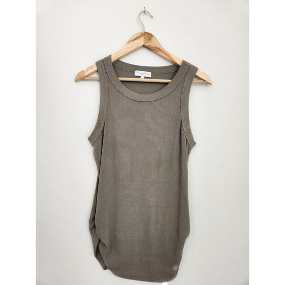 Michael Stars Halley Ribbed Tank with Ruching | Size M - Picture 2 of 8